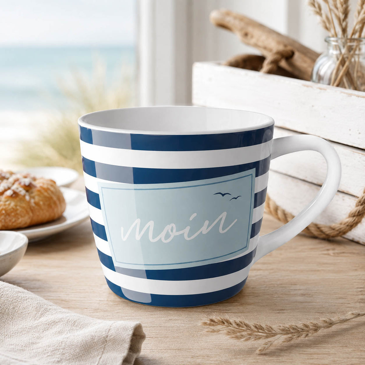 Maxi Becher „Moin" Ahoi – große Tasse im maritimen Alltag