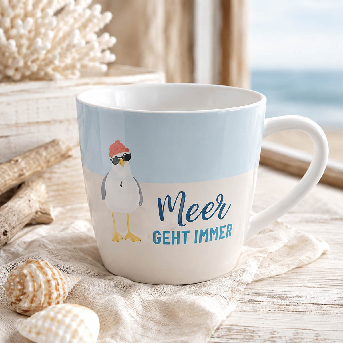 Nordsee Tasse mit Möwe – große Tasse 400 ml