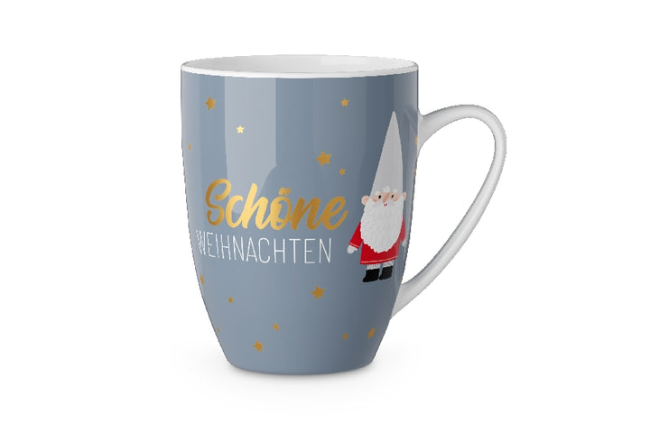 Weihnachtlicher Becher Tasse mit Aufschrift Schöne Weihnachten mit Weihnachtszwerg Wichtel als Motiv von Geschenk für Dich