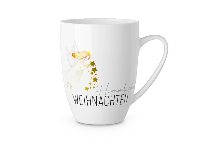 Weihnachtlicher Becher Tasse mit Aufschrift Himmlische Weihnachten mit Engel Motiv von Geschenk für Dich