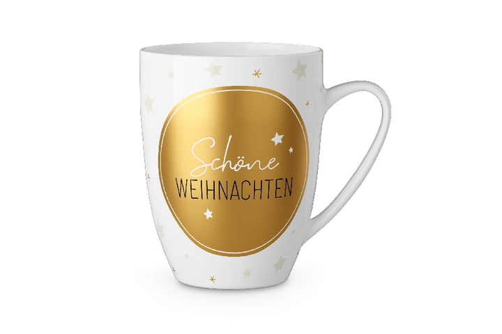 Weihnachtlicher Becher Tasse mit Aufschrift Schöne Weihnachten mit Sternen als Motiv von Geschenk für Dich