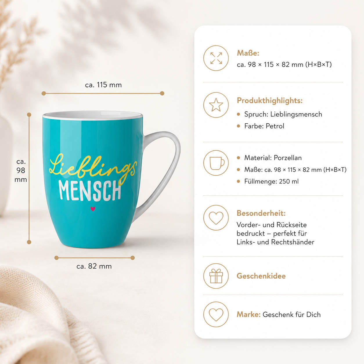 Becher Lieblingsmensch – Produktdetails & Maße