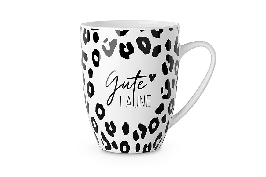 950573 Tasse, Becher mit Spruch Gute Laune schwarz weiß Leo Look, 4027268312825, Geschenk für Dich