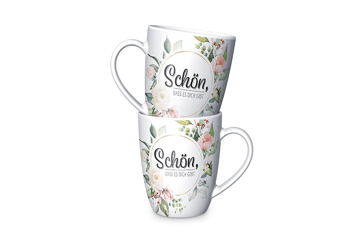 Blumen Tasse „Schön, dass es Dich gibt“ – Becher 250 ml – Malou Home Design®