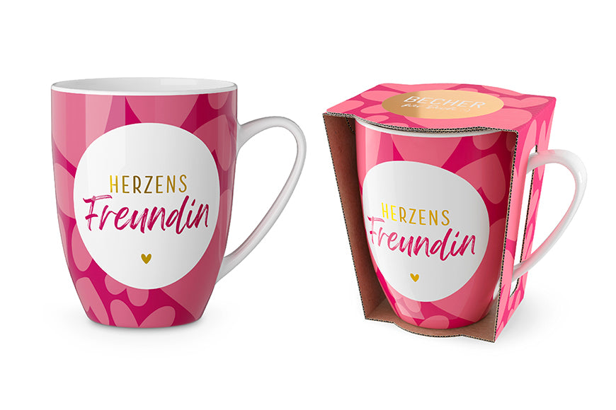 950714 Geschenk für Dich pink rosa Becher Tasse Herzens Freundin