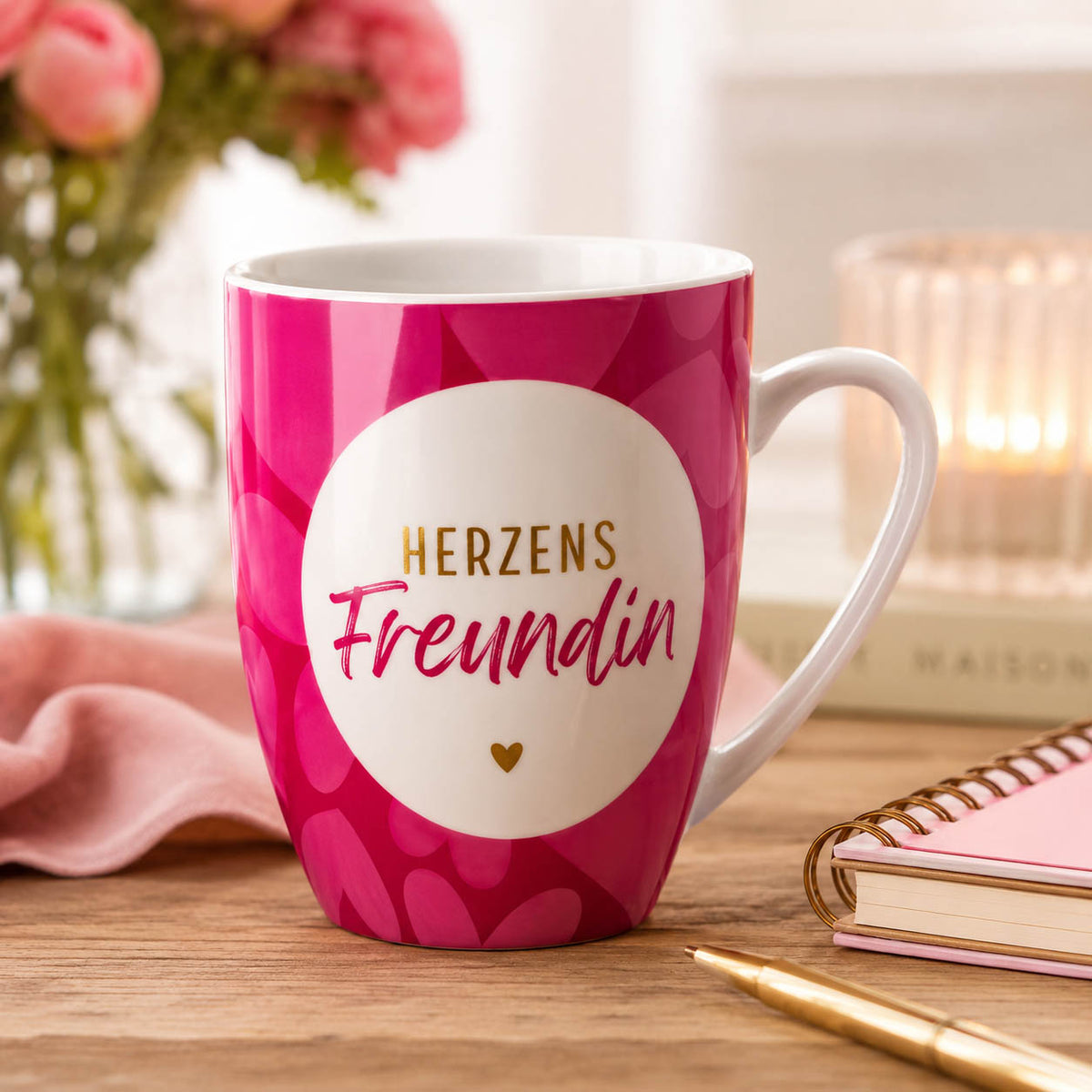 Tasse „Herzens Freundin“ von Geschenk für Dich, zweite Ansicht