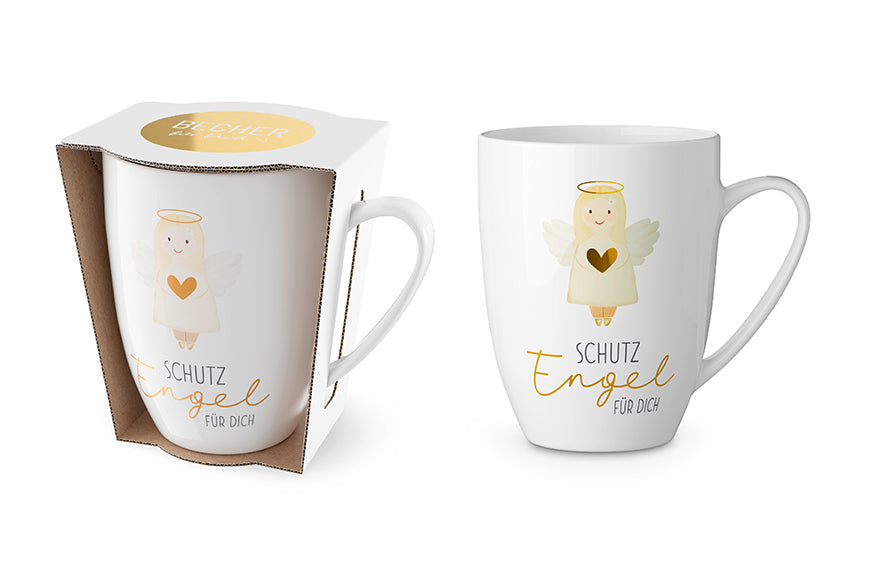 Becher „Schutzengel für Dich“ von Geschenk für Dich – liebevoll gestaltete Tasse mit Engel-mit-Herz-Motiv.