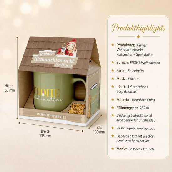 Kleiner Weihnachtsmarkt Frohe Weihnachten – Produkthighlights, Kultbecher 250 ml + 6 Spekulatius
