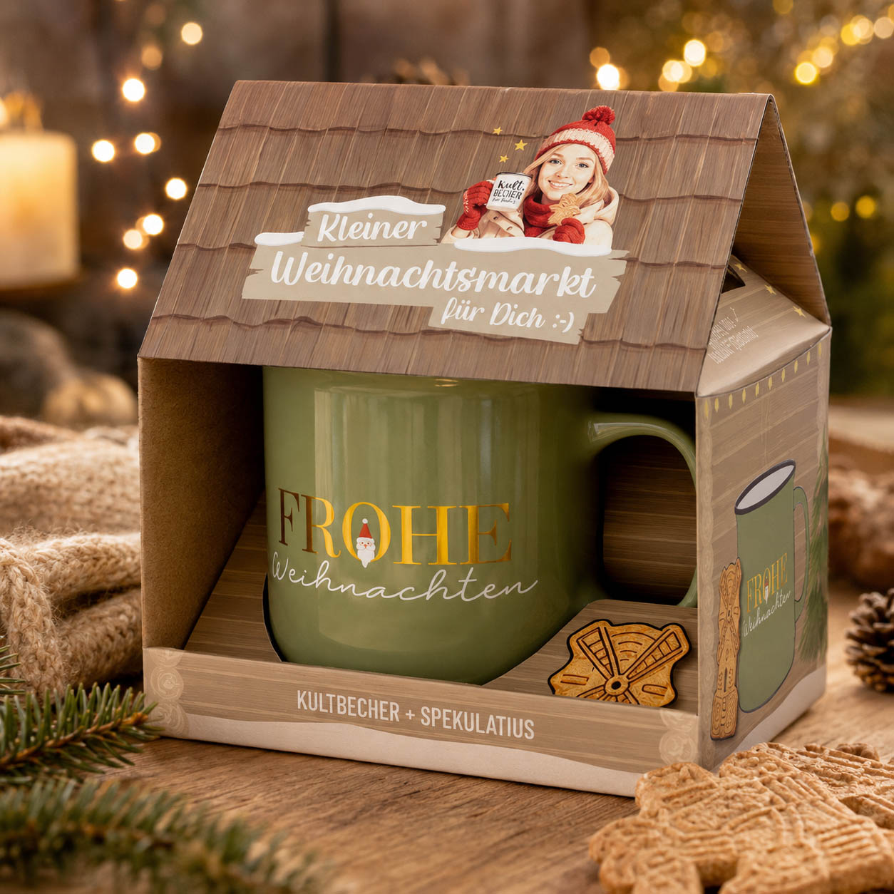 Kleiner Weihnachtsmarkt Frohe Weihnachten Set stimmungsvoll – Geschenk für Dich