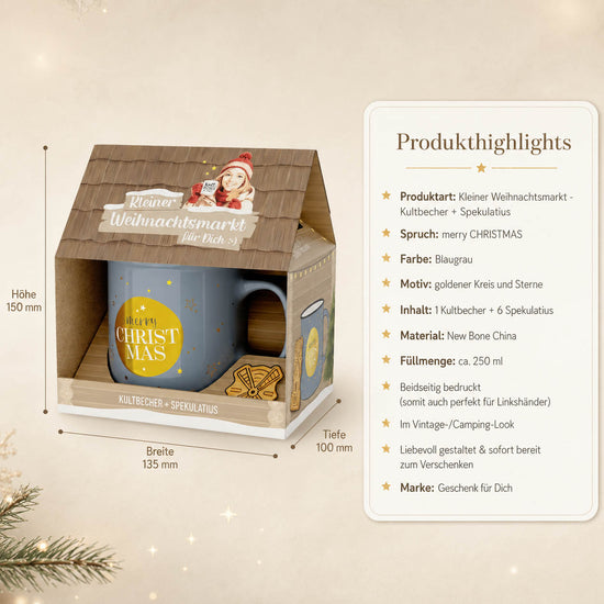 Kleiner Weihnachtsmarkt Merry Christmas – Produkthighlights, Kultbecher 250 ml + 6 Spekulatius