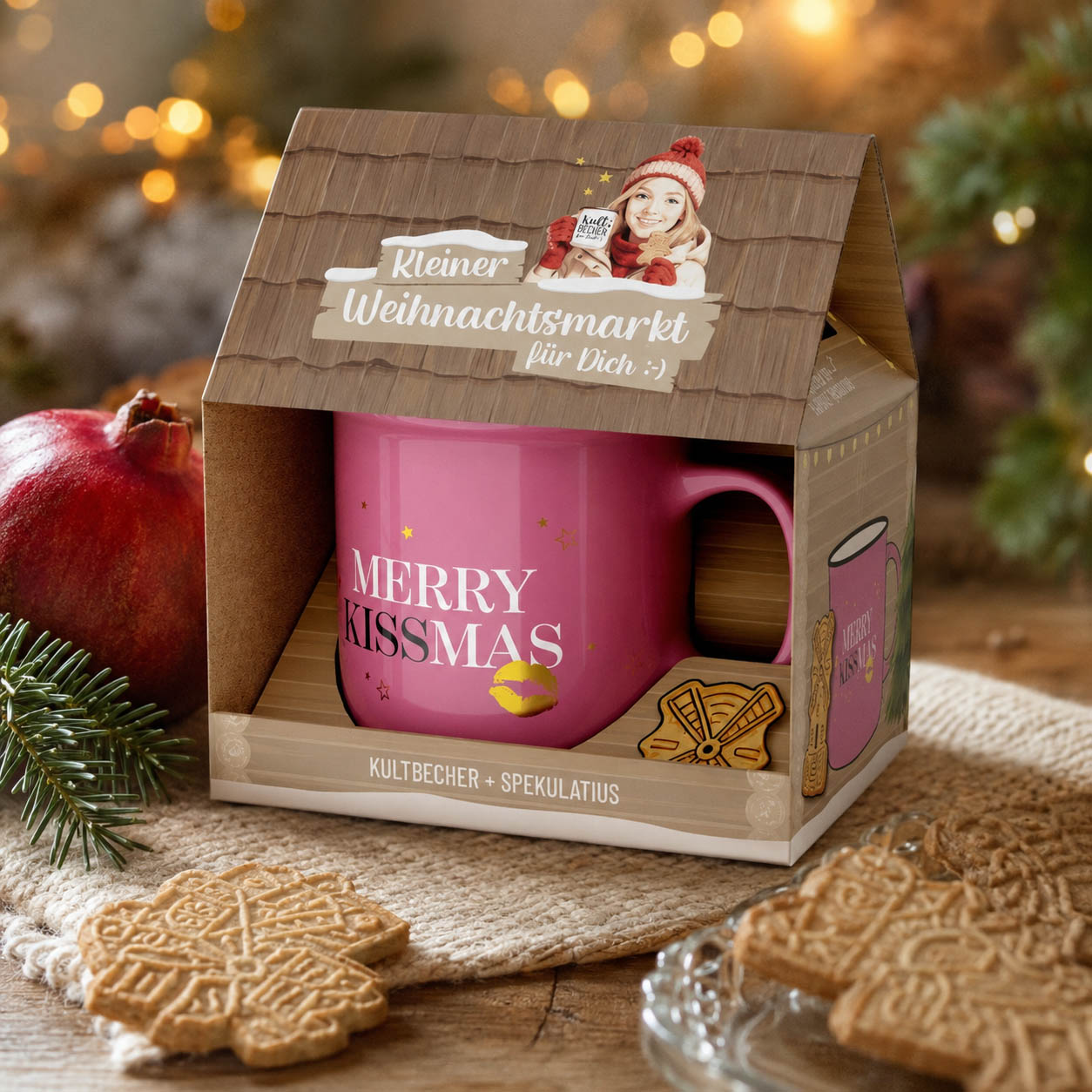 Kleiner Weihnachtsmarkt Merry Kissmas stimmungsvoll mit Weihnachtsdeko – Geschenk für Dich