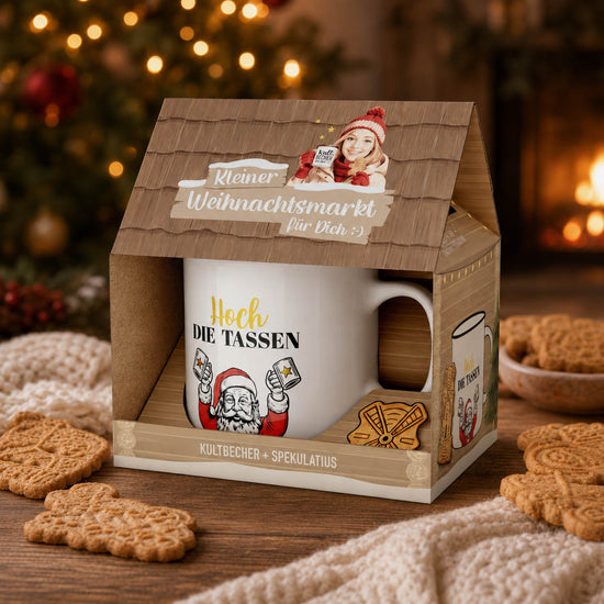 Kleiner Weihnachtsmarkt Hoch die Tassen Set stimmungsvoll – Geschenk für Dich