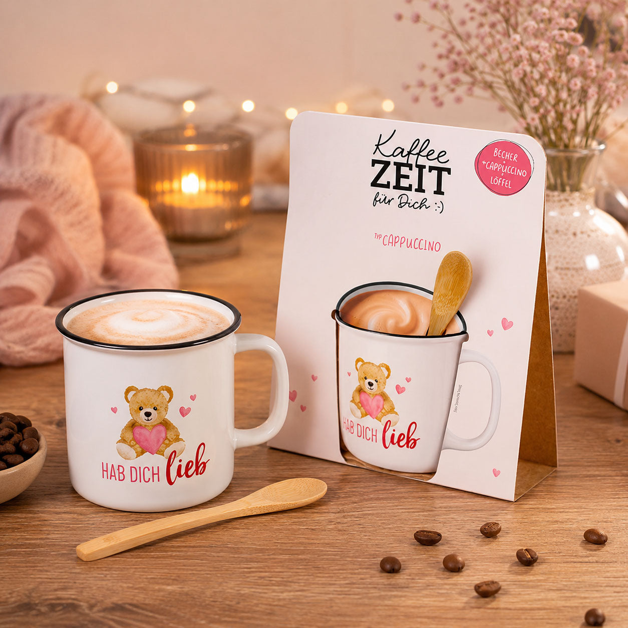 Kaffeezeit für Dich Teddybär – Geschenkset (Moodbild)