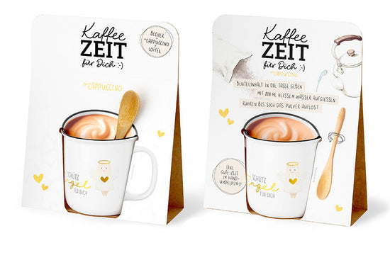 Kaffeezeit für Dich „Schutzengel für Dich“ – Geschenkset mit Kultbecher, Cappuccino & Bambuslöffel