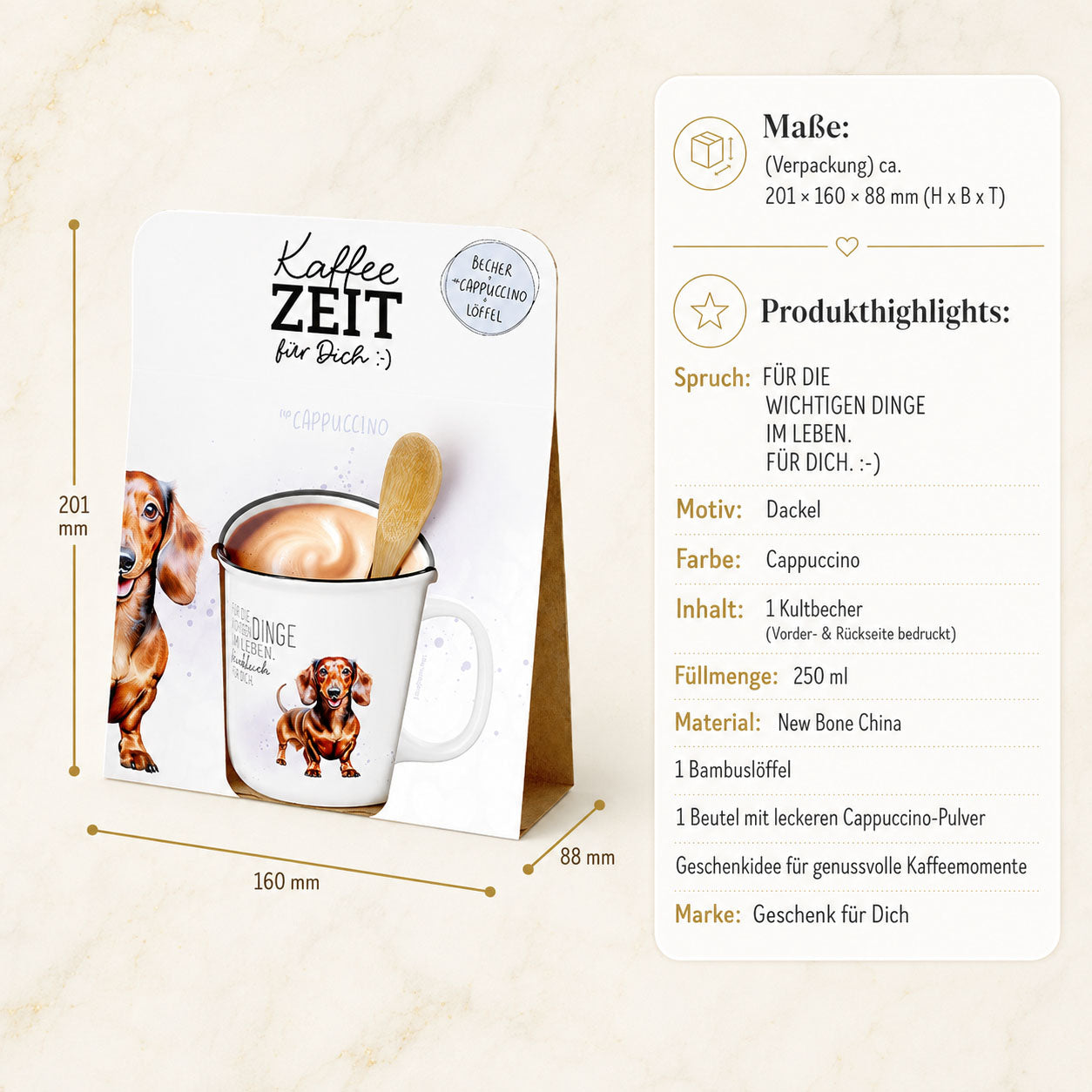 Kaffeezeit für Dich Dackel – Produkthighlights (Highlight)