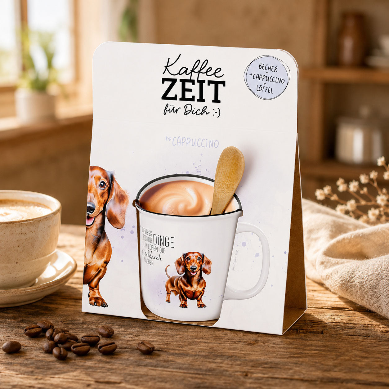 Kaffeezeit für Dich Dackel – Geschenkset (Moodbild)