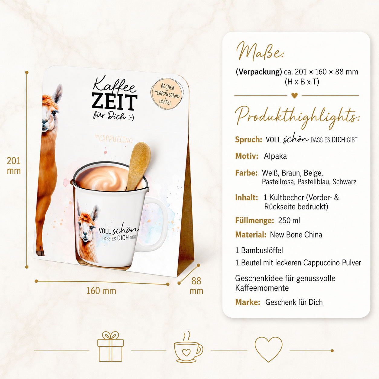 Kaffeezeit für Dich Alpaka – Produkthighlights (Highlight)
