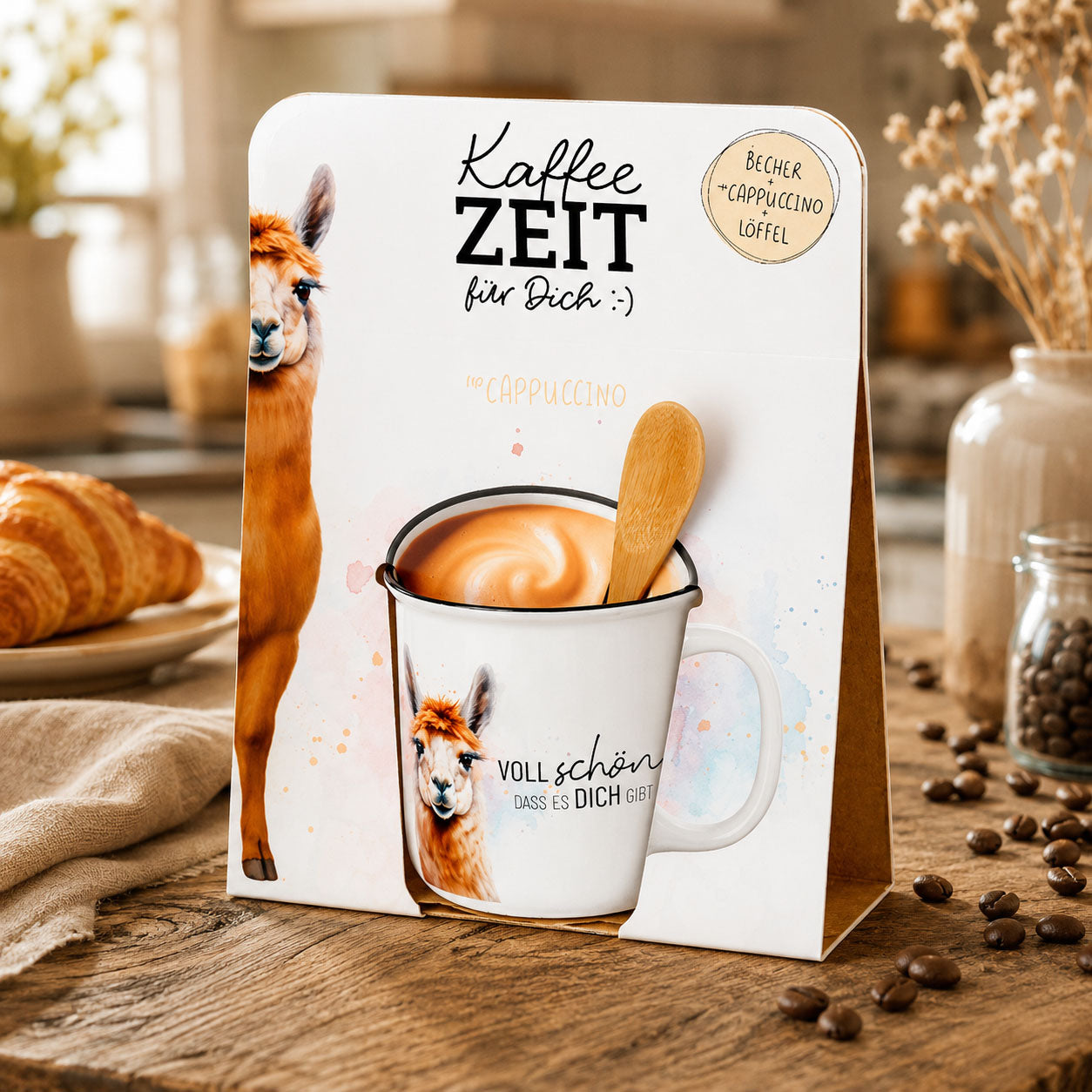 Kaffeezeit für Dich Alpaka – Geschenkset (Moodbild)