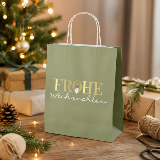 Geschenktüte Frohe Weihnachten Salbeigrün stimmungsvoll – Geschenk für Dich