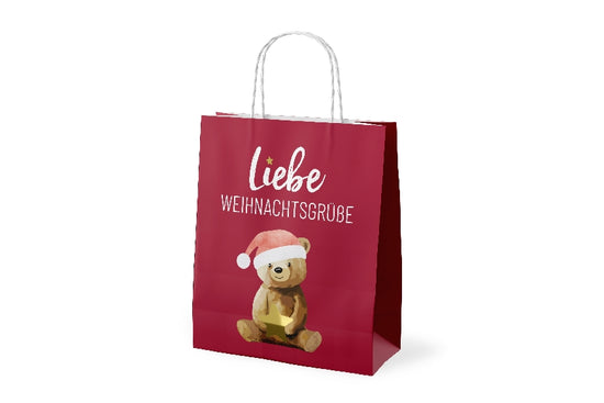 Geschenk für Dich mit Weihnachtsbär-Motiv & Aufschrift „Liebe Weihnachtsgrüße“