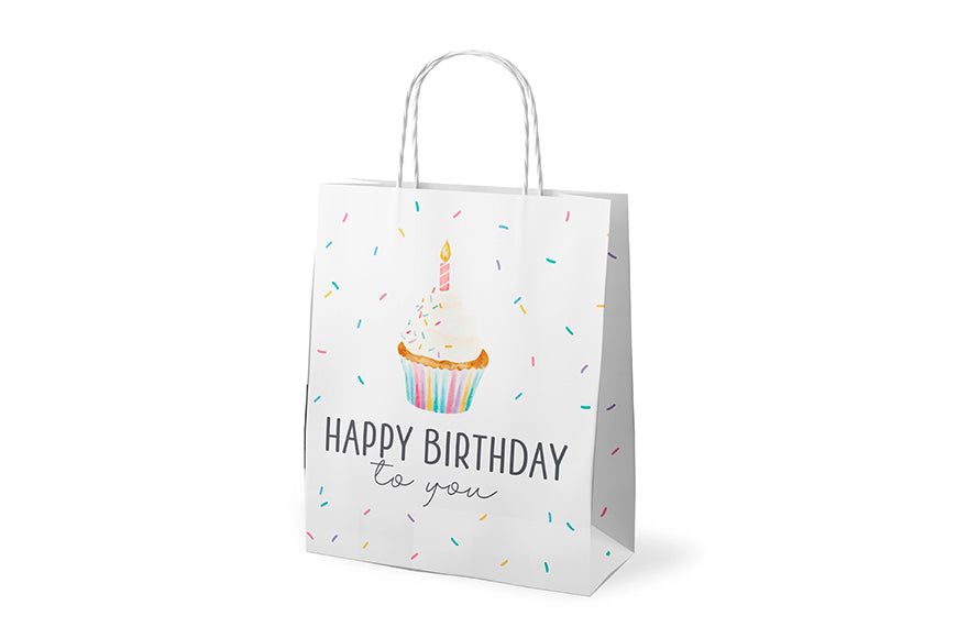 Geschenktüte „Happy Birthday to you“ – fröhliches Törtchenmotiv von Geschenk für Dich