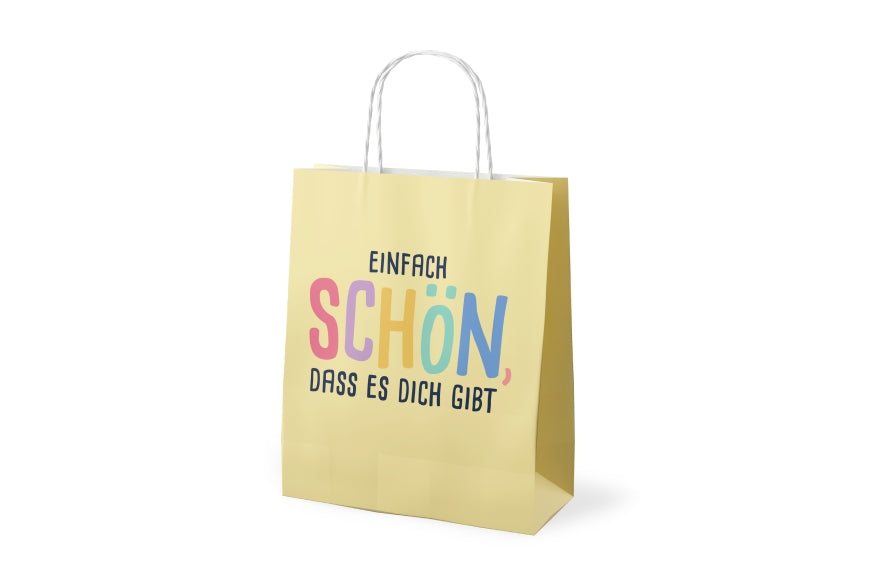 Geschenktüte „Einfach schön, dass es Dich gibt“ Gelb – Geschenk für Dich