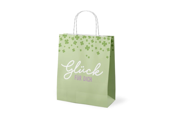 Geschenktüte „Glück für Dich“ Grün mit Kleeblatt – Geschenk für Dich 