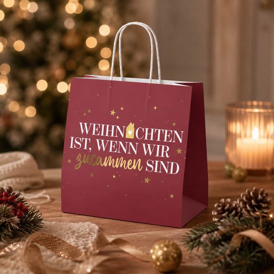 Mini-Geschenktüte Weihnachten zusammen sind Bordeauxrot stimmungsvoll – Geschenk für Dich