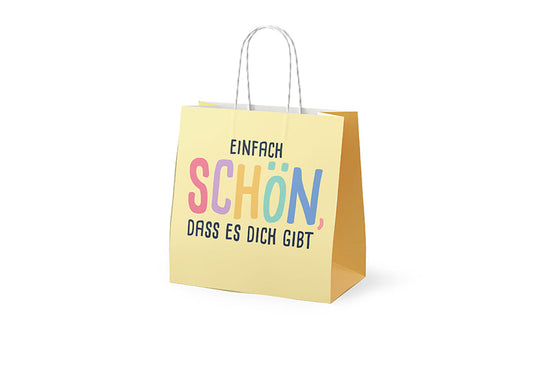 Mini Geschenktüte „Einfach schön, dass es Dich gibt“ Gelb – Geschenk für Dich
