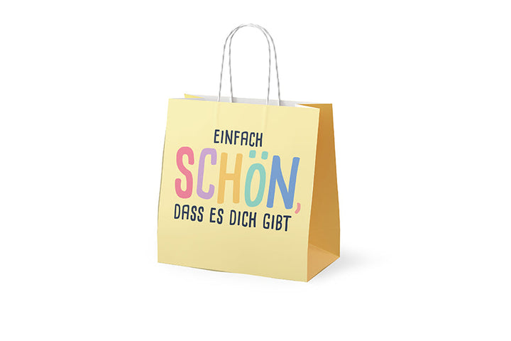 Mini Geschenktüte „Einfach schön, dass es Dich gibt“ Gelb – Geschenk für Dich