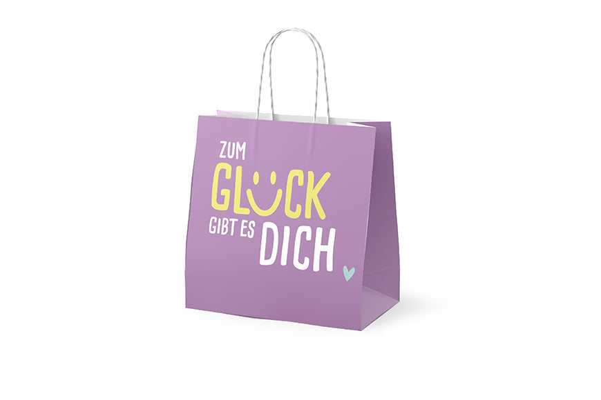 Mini Geschenktüte „Zum Glück gibt es Dich“ Violett – Geschenk für Dich