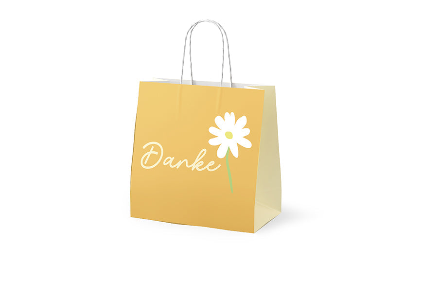 Mini Geschenktüte „Danke“ Orange mit Margerite – Geschenk für Dich
