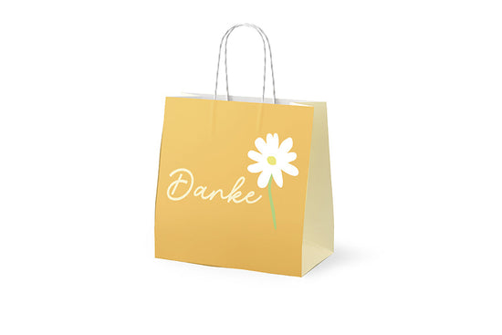 Mini Geschenktüte „Danke“ Orange mit Margerite – Geschenk für Dich