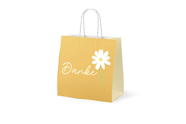 Mini Geschenktüte „Danke“ Orange mit Margerite – Geschenk für Dich