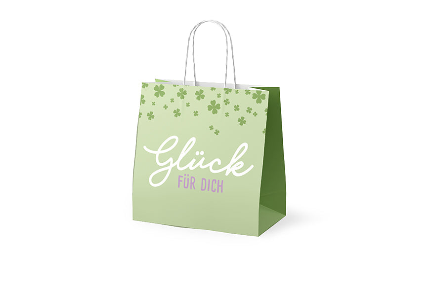 Mini Geschenktüte „Glück für Dich“ Grün mit Kleeblatt – Geschenk für Dich