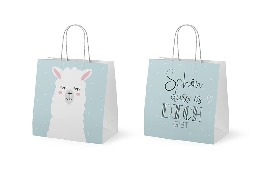 992673 Geschenk für Dich Mini Geschenktüte mit Aufschrift Schön, dass es Dich gibt Motiv Lama Alpaka