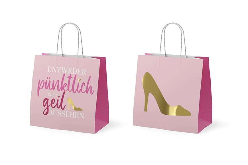 992715 Geschenk für Dich Mini Geschenktüte mit Aufschrift Entweder pünktlich oder geil aussehen