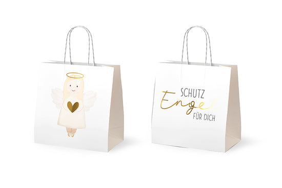Mini-Geschenktüte Aufschrift hinten „Schutzengel für Dich“ und Engel-Motiv vorne von Geschenk für Dich