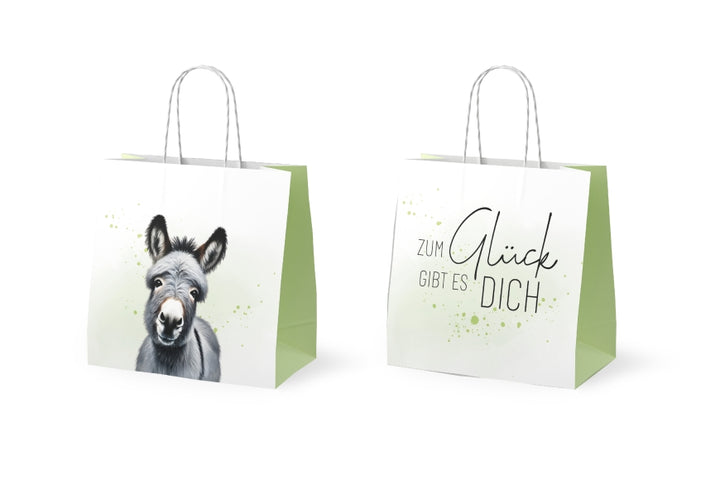 Mini Geschenktüte „Zum Glück gibt es Dich“ mit süßen Esel-Motiv von Geschenk für Dich