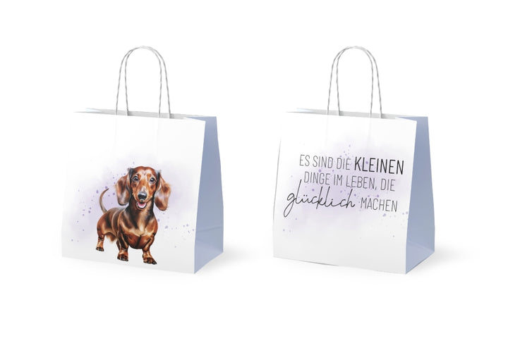  Mini Geschenktüte „Es sind die kleinen Dinge im Leben, die glücklich machen“ mit süßen Dackel-Motiv von Geschenk für Dich
