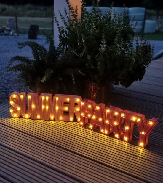 Boltze LED Aufsteller Schriftzug Summer Party rosa pink, 4020607725270