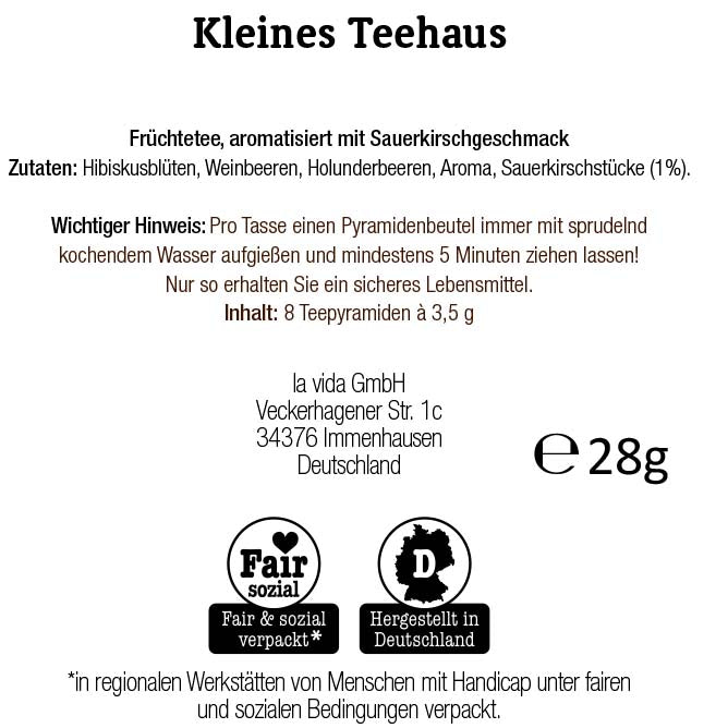 Nährwertangaben Teehaus Rooibos-Sahne-Karamell-Tee