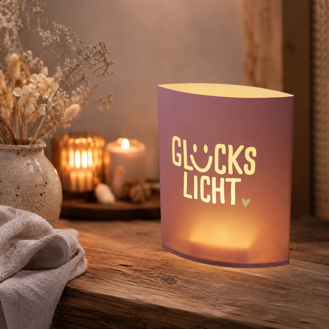 Stimmungsbild Poesielicht Glückslicht Violett – LED-Dekolicht – Happy Greetings