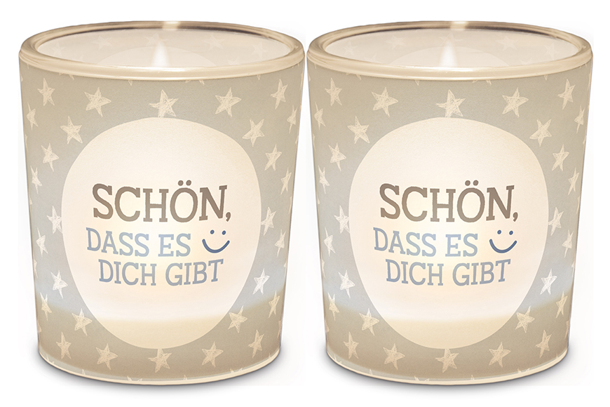 Windlicht mit Motiv Sterne und Spruch  "Schön, dass es Dich gibt", 640762, 4027268301621, Geschenk für Dich :-)