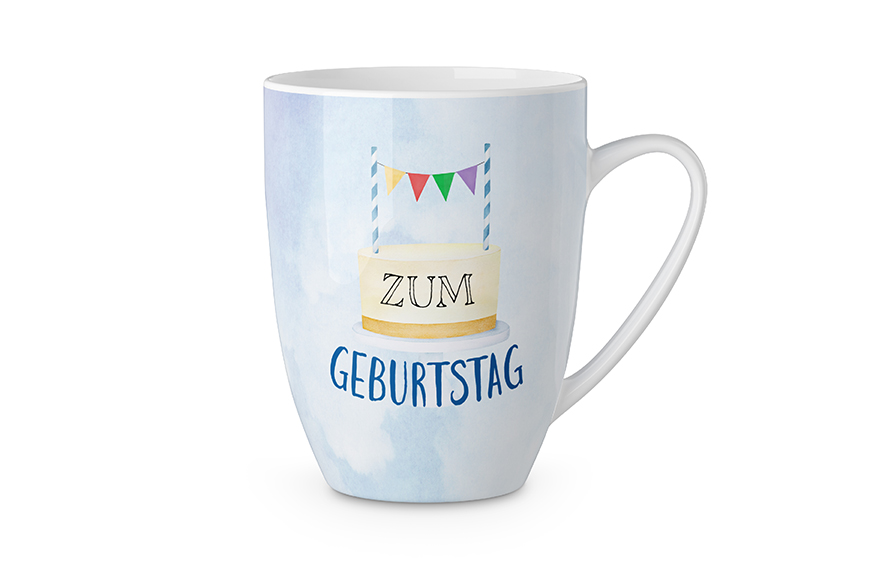 Keramik Becher Tasse mit Spruch "Zum Geburtstag", 950236, 4027268285440, Geschenk für Dich :-)