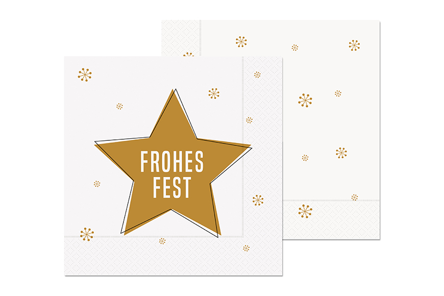 Weihnachtsserviette Papier Servietten mit Stern "Frohes Fest" , 130143, 4027268281572