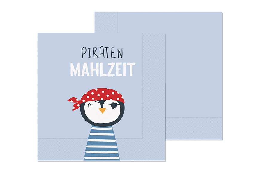Geschenk für Dich Papier Kinder Servietten "Piraten Mahlzeit" Motiv Pinguin , 130333, 4027268325122