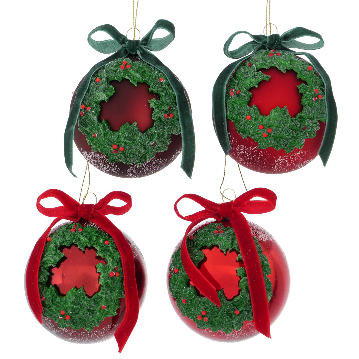 Hochwertige Glas Weihnachtskugeln rot grün 12er Set - D 8cm Handarbeit, 2023467, 4066076050178, Boltze xmas, Christbaumkugel Weihnachtsbaumkugel, 