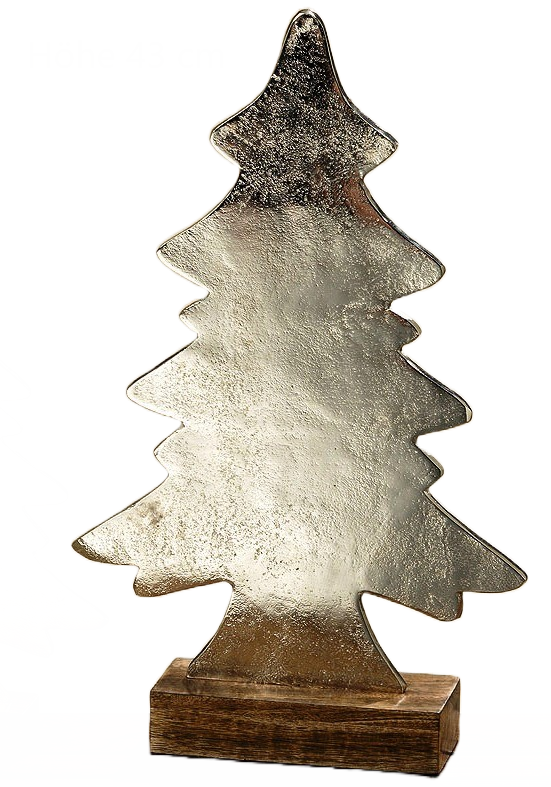 Deko Objekt Tanne Weihnachtsbaum aus Mangoholz Aluminium Höhe 43 cm, Weihnachtsdekoration, 8220900, 4020607392717, Boltze XMAS
