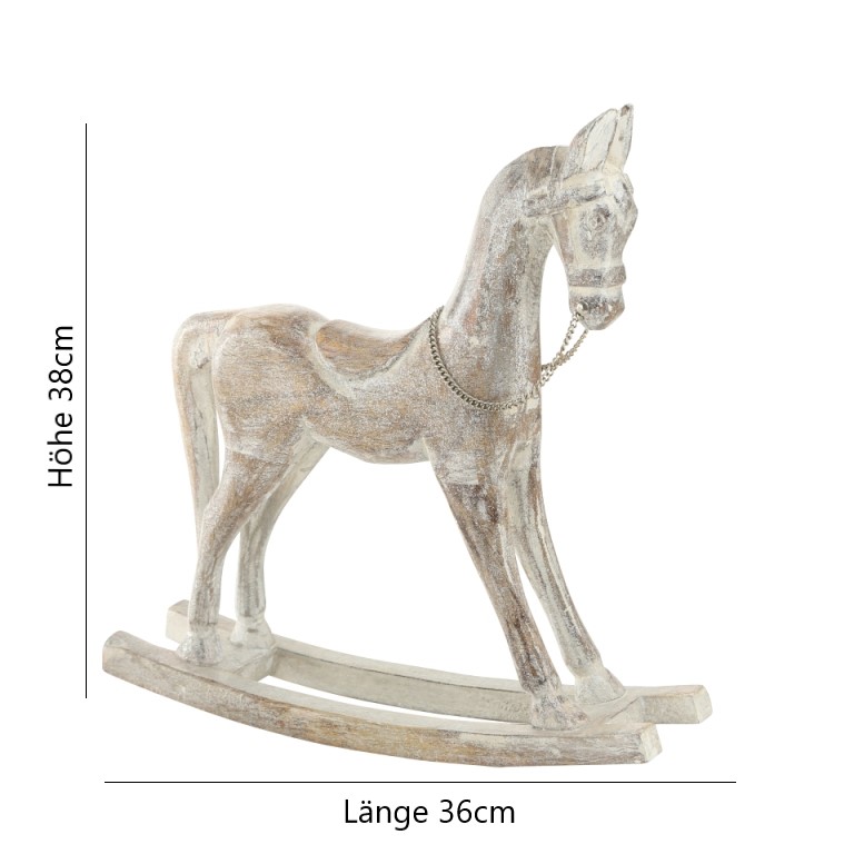 XL Deko Figur Schaukelpferd aus Mango Holz - H 38cm, 1016432, 4020607661028